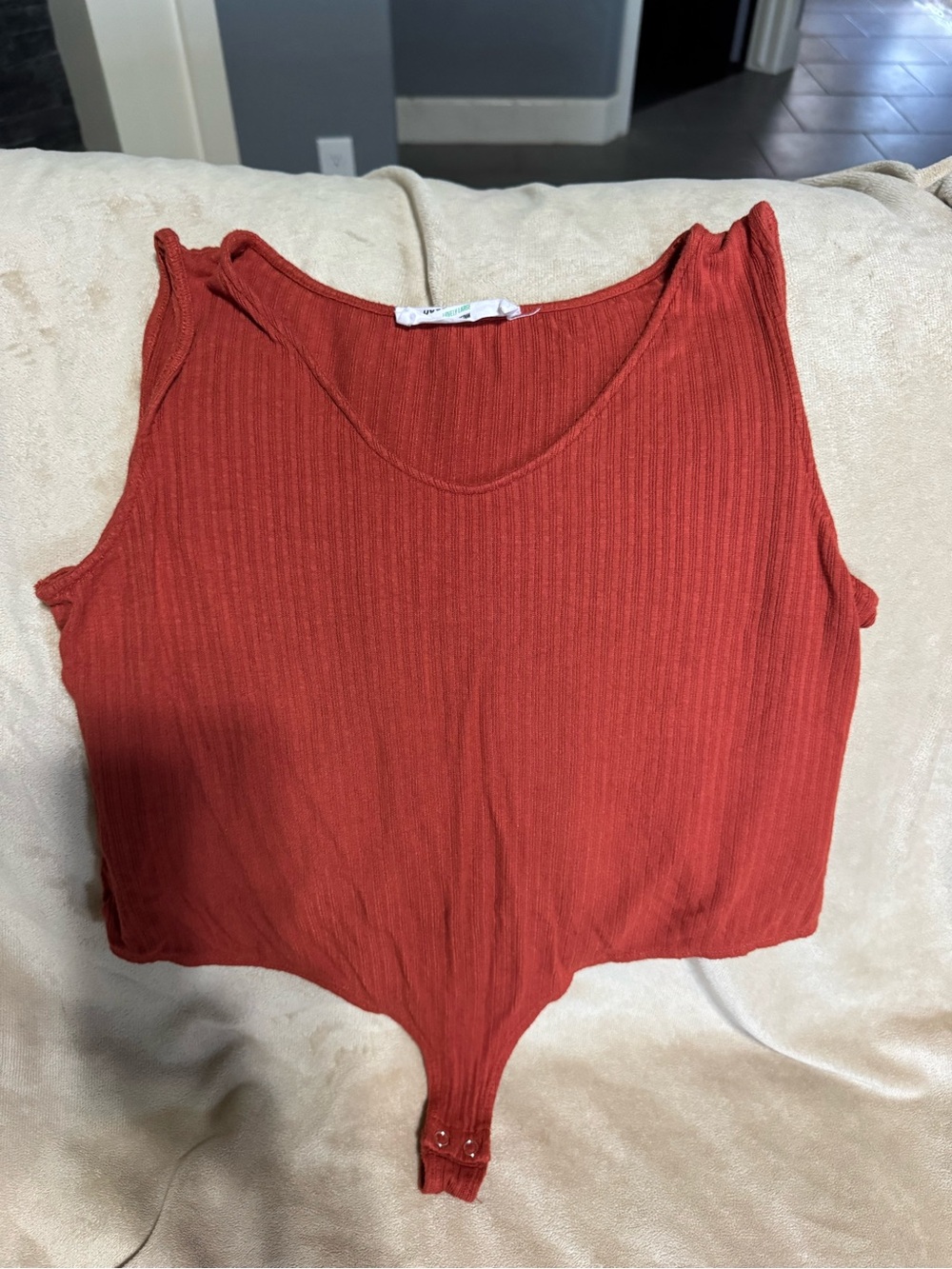 Double Zero Ribbed Burnt Red Tank Bodysuit